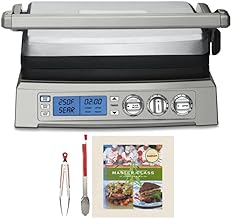 Cuisinart GR-300 Elite Griddler Bundle with 8-Inch Nylon Flipper Tongs and Cookbook (3 Items)