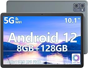 jumper 10.1" Tablet, Android 12 Tablets with Octa-Core Processor, 8GB RAM 128GB Storage, Full HD IPS Touch Screen, 13+5MP Dual Camera, Dual Speakers, Type-c, GPS, Bluetooth5.0, 6000mAh Battery, Metal.