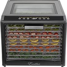Excalibur Electric Food Dehydrator Performance Series 10-Tray with Adjustable Temperature Control Includes Stainless Steel Drying Trays Glass Door Top View Window and LED Display Progress Bar, Black