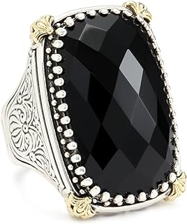 Konstantino "Nykta" Large Rectangle Onyx with 18k Embellished Corners Ring