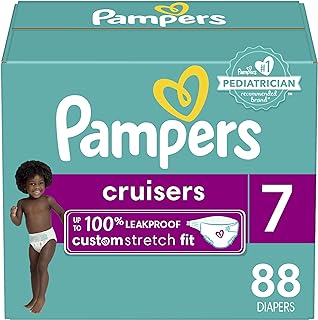 Pampers Cruisers Diapers - Size 7, 88 Count, Disposable Active Baby Diapers with Custom Stretch