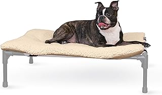 K&H Pet Products Original Dog Cot Microfleece Pad for Outdoor Raised Dog Bed, Portable Dog Cot Pad, Washable Dog Bed (Cot Sold Separately) - Tan Fleece Medium 32 X 25 Inches