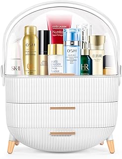 IGDMM Makeup Organizers,Skincare Organizer for Vanity,Portable Cosmetic display case, Makeup caddy for Dorm,Bathroom,Dresser Cosmetic Storage Box.(WHITE)