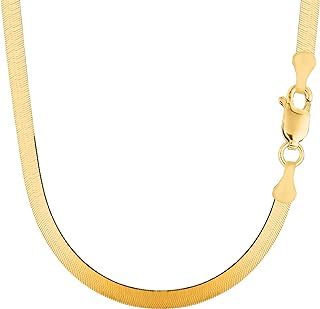 Jewelry Affairs 14k Yellow Solid Gold Imperial Herringbone Chain Necklace, 4.7mm