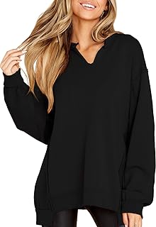 Oversized Sweatshirt for Women V Neck Long Sleeve Casual Pullover Sweatshirts Tops