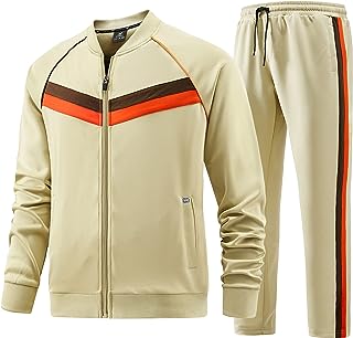 Men's Tracksuits Full-zip Long Sleeve Plaid Jogging Sets Active Jackets and Pants 2 Piece Outfits…