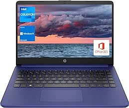 HP Portable Laptop, Student and Business, 14" HD Display, Intel Quad-Core N4120, 8GB DDR4 RAM, 64GB eMMC, 1 Year Office 365, Webcam, SD Card Reader, HDMI, Wi-Fi, Windows 11 Home, Blue, KKE Mousepad