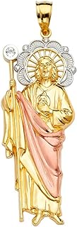 Sonia Jewels 14k White Yellow And Rose Tri Color Gold San Judas Pendant