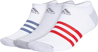Men's 3-Stripe No Show Socks with Arch Compression for a Secure Fit (3-Pair)