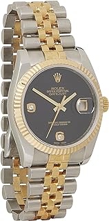 Pre-Loved Stainless Steel & 18K Yellow Gold Onyx Diamond Datejust 116233 36mm, Black