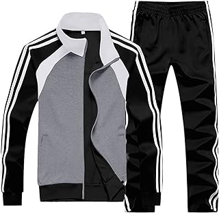 Men's Athletic Running Tracksuit Set Casual Full Zip Jogging Sweat Suit