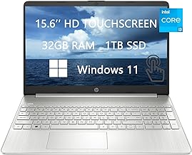 HP 2023 Newest Upgraded Touch-Screen Laptops, 15.6 inch HD Computer, Intel Core i3-1115G4(2-Core), 32GB RAM, 1TB SSD, Wi-Fi, HDMI, Webcam, Windows 11, ROKC HDMI Cable, Silver (15-dy2702dx)