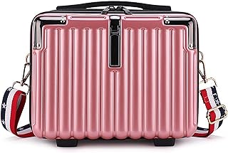Duleylv Mini Suitcase Hard Shell Makeup Bag Travel Cosmetic Case Portable Makeup Luggage with Shoulder Strap for Women Pink