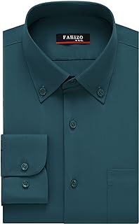 FAHIZO Men's Dress Shirt Regular Fit Soild Casual Business Formal Long Sleeve Button Down Shirts with Pocket