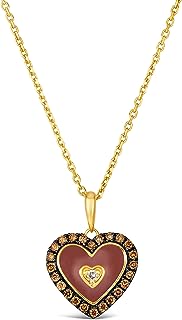 White and Chocolate Diamond with Gemstone Heart Pendant Necklace for Women in 14k Gold (Fancy Brown/H-I, VS2-SI2, cttw) on 18 or 20 Inch Long Chain with Lobster Claw Clasp by LeVian
