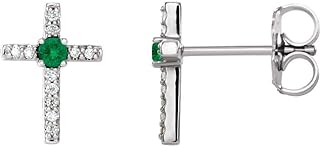 Diamond Cross Crucifix Stud Earrings