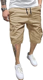 JMIERR Mens Casual Twill Cargo Shorts Cotton Drawstring Classic Cargo Stretch Short with 6 Pockets