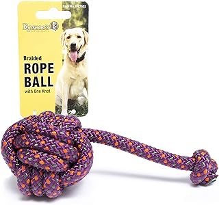 Braided Rope Ball with One Knot Toy for Dogs. Safe and Non-Toxic.