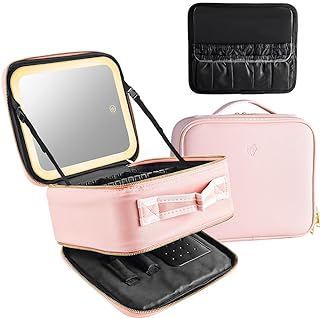 Makeup Bag with Light Up Mirror | Travel Makeup Bag with Mirror, Travel Makeup Case Make Up Bag with Mirror and Light Makeup Organizer with Mirror, Lighted Makeup Case Makeup Bag with Mirror and Light