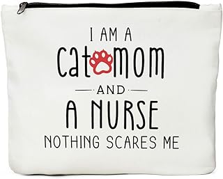 JIUWEIHU Cat Lover Gifts for Women, Cat Gifts for Cat Lovers, Crazy Cat Lady Gifts Cat Themed Gifts, Cat Mom Gifts for Women, Funny Birthday Gifts for Women, Nurse Gifts for Women Friend Makeup Bag