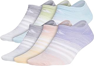 Women's Superlite No Show Socks (6-Pair), Light Purple/Wonder Mauve Pink/Pulse Amber Orange, Medium