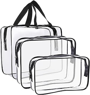 Clear Toiletry Bag Quart Size Bag Travel Makeup Cosmetic Bag PVC Toiletries Cosmetic Pouch for Women Men 3PCS (L+M+S)