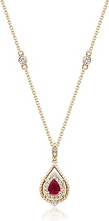 Gin & Grace 14K Yellow Gold Mozambique Genuine Hot Pink Ruby Pendant with Diamonds for women | Ethically, authentically & organically sourced (Pear-cut) shaped Ruby hand-crafted jewelry for her | Ruby