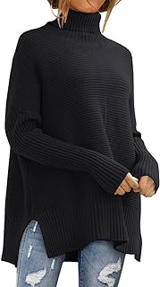 LILLUSORY Women's Oversized Turtleneck Sweaters 2023 Fall Batwing Sleeve Ribbed Tunic Sweater