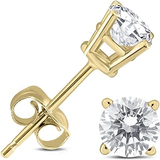 1/2 Carat TW Round Diamond Solitaire Stud Earrings Available in 14K White and Yellow Gold
