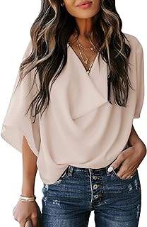 Dokotoo Womens Blouses and Tops Short Sleeve Chiffon Shirts and Tops