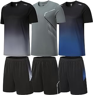 BOOMCOOL Gym Clothes for Men Workout Shirts Sets Outfits 3 Pack for Running Football Athletic Exercise Fit for Out T Sports