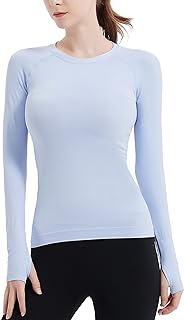 MathCat Workout Shirts for Women,Long Sleeve Athletic Shirt Women Seamless Workout Tops for Women