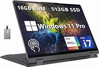 LENOVO 2022 IdeaPad Flex 5 16" 2-in-1 2.5K IPS Touchscreen Laptop, Intel Core i7-1255U, 16GB RAM, 512GB SSD, Backlit Keyboard, Fingerprint Reader, Win 11 Pro, Storm Grey, 32GB Snow Bell USB Card