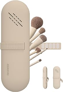 JDZJUCHU Travel Makeup Brush Holder,Make Up Organizer Bag Case,Cosmetic Pouch,Toiletry Organizer,Silicon Small Makeup Brush Purse(Walnut)