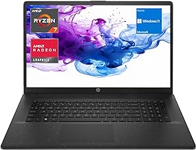HP Essential 17 Laptop, 17.3" FHD Display, AMD Ryzen 7 7730U, 16GB RAM, 1TB SSD, Webcam, HDMI, Wi-Fi 6, Windows 11 Home, Black