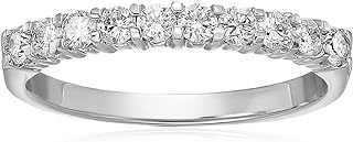 VIR JEWELS 1/2 carat (ctw) Diamond Wedding Anniversary Band for Women, Round Diamond Engagement Ring 14K White Gold 10 Stones Prong Set 0.50 cttw I1-I2, Size 4.5-10