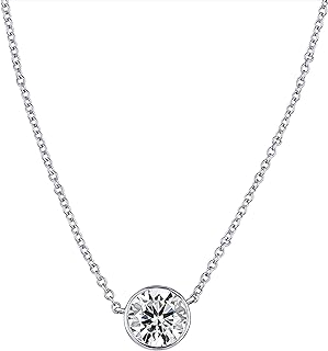 The Diamond Channel Diamond Necklace for Women, Certfied Diamond Pendants, Bezel Diamond Set Neckalce in White and Yellow Gold, Choice of Carat Weight
