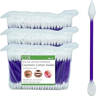 900pcs CGR Precision Cotton Swabs with Pointed and Flattened Tip Cosmetic Makeup Applicator(3x300pcs in bags)