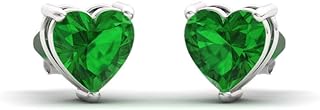 Diamondere Natural and Certified Heart Cut Gemstone Solitaire Petite Stud Earrings in 14k Solid Gold | 0.64 Carat Earrings for Women