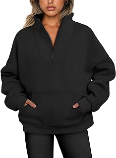 Trendy Queen Sweatshirts Half Zip Pullover Quarter Zip Oversized Hoodies Sweaters Fall Outfits 2023 Y2K Winter Clothes