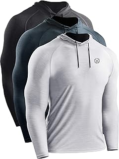 NELEUS Men's Dry Fit Athletic Workout Running Shirts Long Sleeve with Hoods