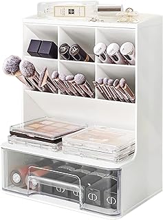 YOOYA LIFE Make Up Organizers and Storage, Acrylic Cosmetic Organizer for Vanity Countertop Bathroom Room, Makeup Brush Holder Organizer, Makeover Stuff for Teen Girls