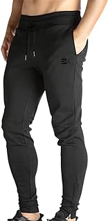 BROKIG Mens Zip Joggers Pants - Casual Gym Workout Track Pants Comfortable Slim Fit Tapered Sweatpants with Pockets