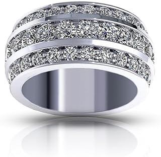 Madina Jewelry 3.00 ct Ladies Three Row Round Cut Diamond Anniversary Wedding Band in 14 kt White Gold