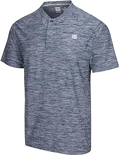 Collarless Golf Shirts for Men - Quick Dry Short Sleeve T-Shirt with 4-Way Stretch Fabric & UPF 30
