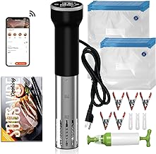 Sous Vide Machine Wi-Fi, Immersion Circulator Precise Cooker, Sous Vide Kit with 30 Vacuum Seal Bags, Vacuum Pump, Accurate Temperature & Timer, 1000W, Noise-free, IPX7 Waterproof, Cattleman Cuisine