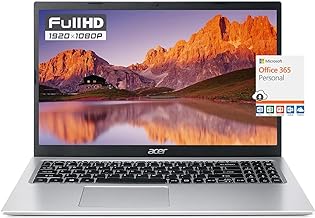 Acer Aspire Slim Laptop for Business Student, 15.6'' FHD Display, Intel Celeron N Series Processor, 8GB RAM 256GB SSD, RJ-45, WiFi, Webcam, Type-A&C, Windows 11 Home, 1-Year Microsoft 365 +Mousepad