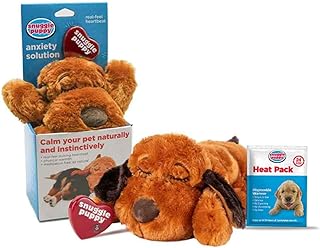 SmartPetLove Original Snuggle Puppy Heartbeat Stuffed Toy for Dogs. Pet Anxiety Relief and Calming Aid, Comfort Toy for Behavioral Training in Brown.