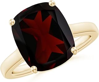 Angara Natural Garnet Solitaire Ring for Women, Girls in 14K Yellow Gold (Grade-A | Size-12x10mm) | January Birthstone Jewelry Gift for Her | Birthday | Wedding | Anniversary | Engagement