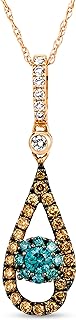 Diamond and Gemstone Pendant Necklace for Women in 14k White or Rose Gold (Fancy Black/H-I, SI1-SI2/SI2-I1, cttw) on 18 Inch Chain with Lobster Claw Clasp by LeVian